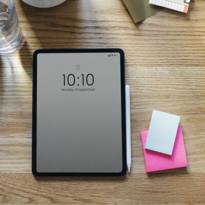 Tablet mockup on a desk